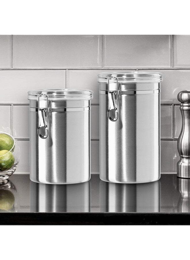 OGGI Stainless Steel Kitchen Canister 52 fl oz - Airtight Clamp Lid, Clear See-Thru Top - Ideal for Kitchen Storage, Food Storage, Pantry Storage. Large Size 5" x 6". - Image 2