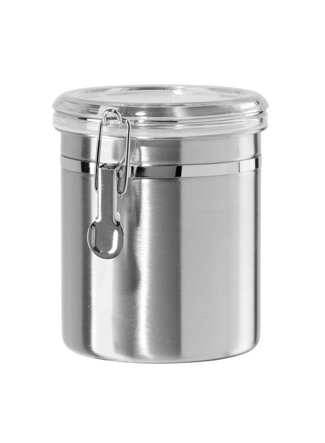 OGGI Stainless Steel Kitchen Canister 52 fl oz - Airtight Clamp Lid, Clear See-Thru Top - Ideal for Kitchen Storage, Food Storage, Pantry Storage. Large Size 5" x 6". - Image 1
