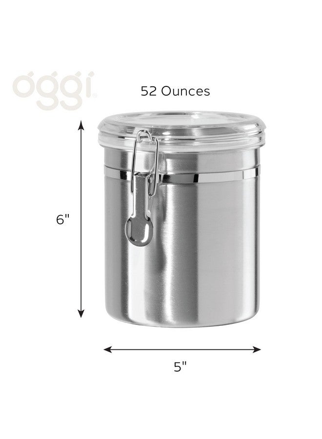 OGGI Stainless Steel Kitchen Canister 52 fl oz - Airtight Clamp Lid, Clear See-Thru Top - Ideal for Kitchen Storage, Food Storage, Pantry Storage. Large Size 5" x 6". - Image 5