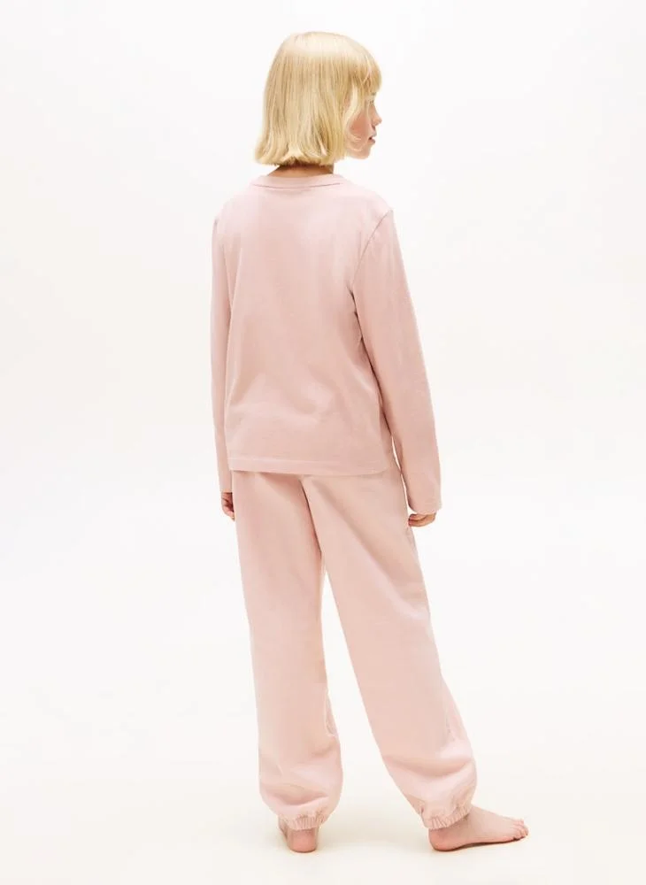 تومي هيلفيغر طقم تي شيرت وبنطلون بياقة دائرية للأطفال