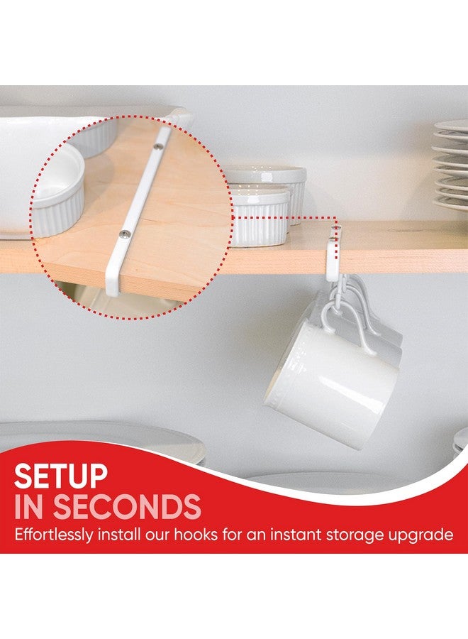 Better Houseware Coffee Mug Holder, Under-Shelf Mug Rack with 6 Hooks, Cup Organizer for Kitchen Cabinets, Set of 2, White - Image 5