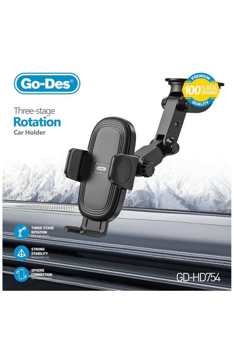 جو-ديز حامل هاتف للسيارة مزود بكوب شفط قابل للتعديل بزاوية 360 درجة للوحة القيادة أو الزجاج الأمامي متوافق مع الهواتف الذكية مقاس 4 إلى 5.5 بوصة - Image 2