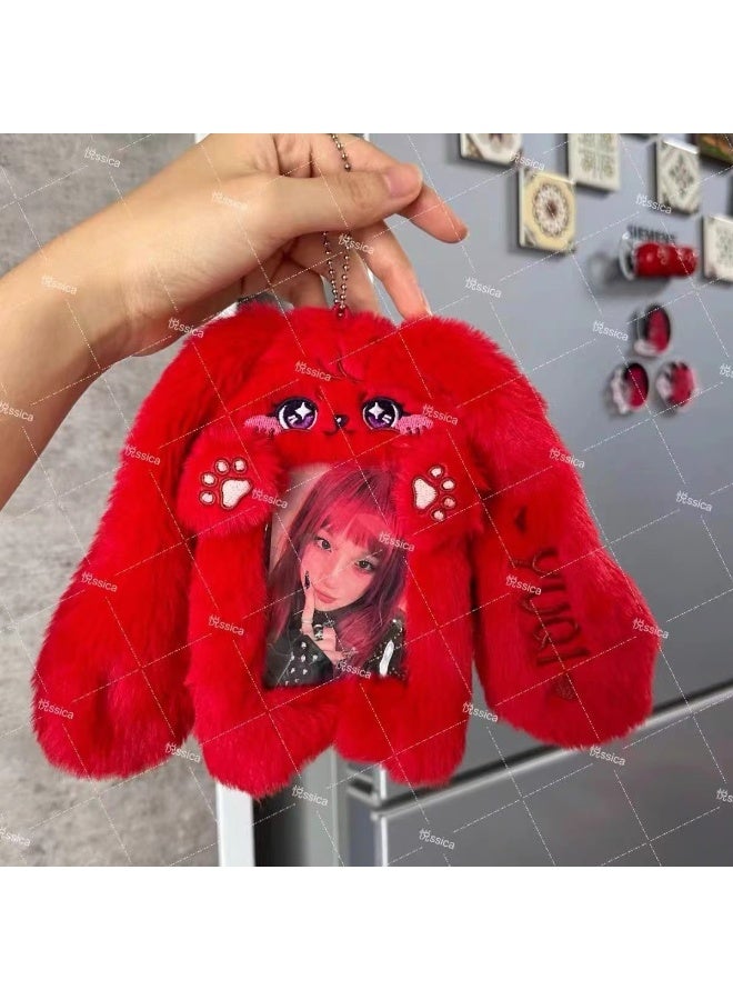 NIBEMINENT 1 - Piece Kitty Plush Kpop Photo Card Holder Pendant Key Chain ID Badge Holder ID Card Holder Photo Card Protector for School ID Office ID Access Card for Women Girls