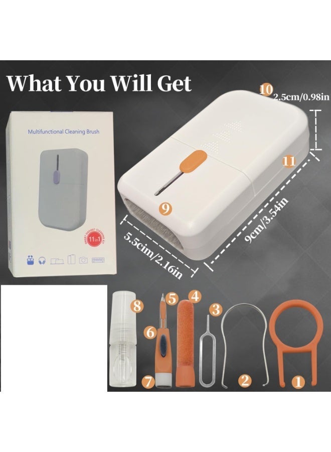 مجموعة تنظيف لوحة مفاتيح ألعاب الكمبيوتر المحمول، ملحقات لأجهزة iPhone وiPad وMacBook Pro، بخاخ تنظيف شاشة الهاتف والكمبيوتر 11 في 1، قلم تنظيف سماعات الأذن AirPods، هدايا مكتبية للرجال - Image 5