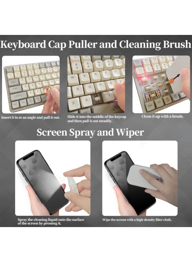مجموعة تنظيف لوحة مفاتيح ألعاب الكمبيوتر المحمول، ملحقات لأجهزة iPhone وiPad وMacBook Pro، بخاخ تنظيف شاشة الهاتف والكمبيوتر 11 في 1، قلم تنظيف سماعات الأذن AirPods، هدايا مكتبية للرجال - Image 3
