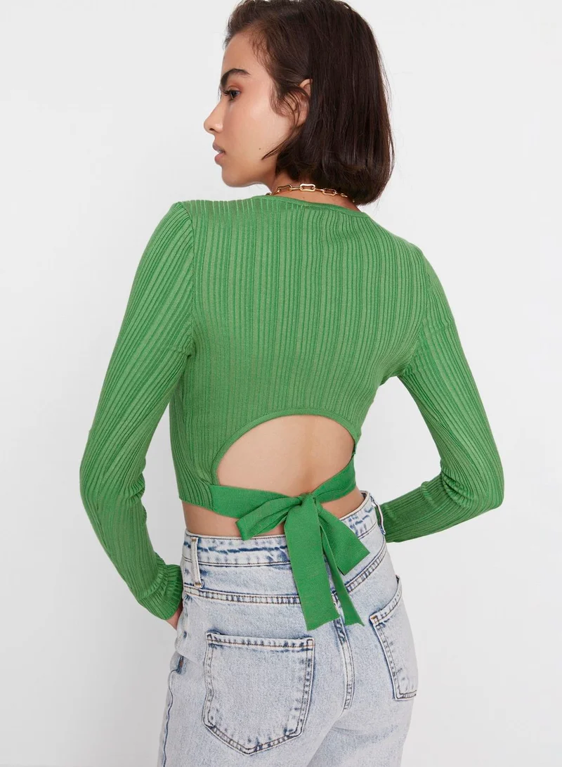 trendyol Tie Detail Back Knitted Sweater
