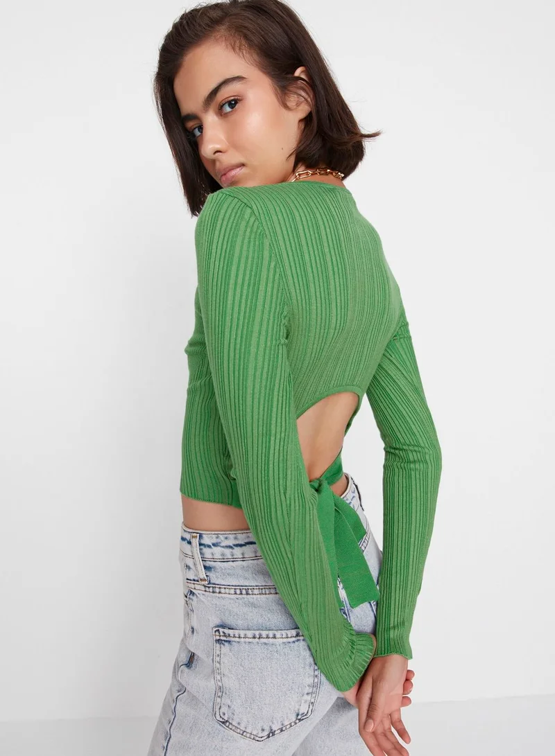 trendyol Tie Detail Back Knitted Sweater