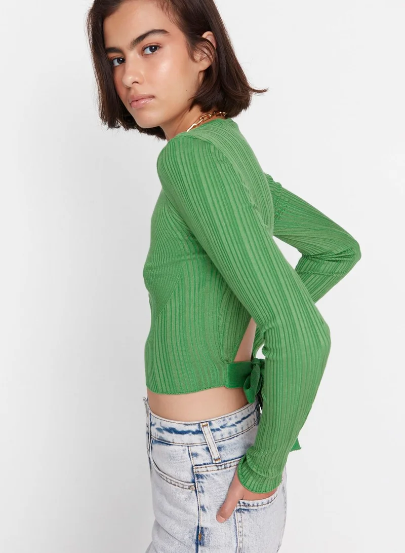 trendyol Tie Detail Back Knitted Sweater