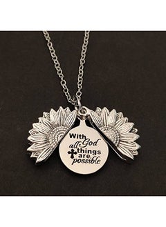 MXXGMYJ Christian Sunflower Necklace For Women Inspirational Sunflower Gifts For Girls Birthday Christmas Gifts With God All Things Are Possible Engraved Necklace  - Image 4