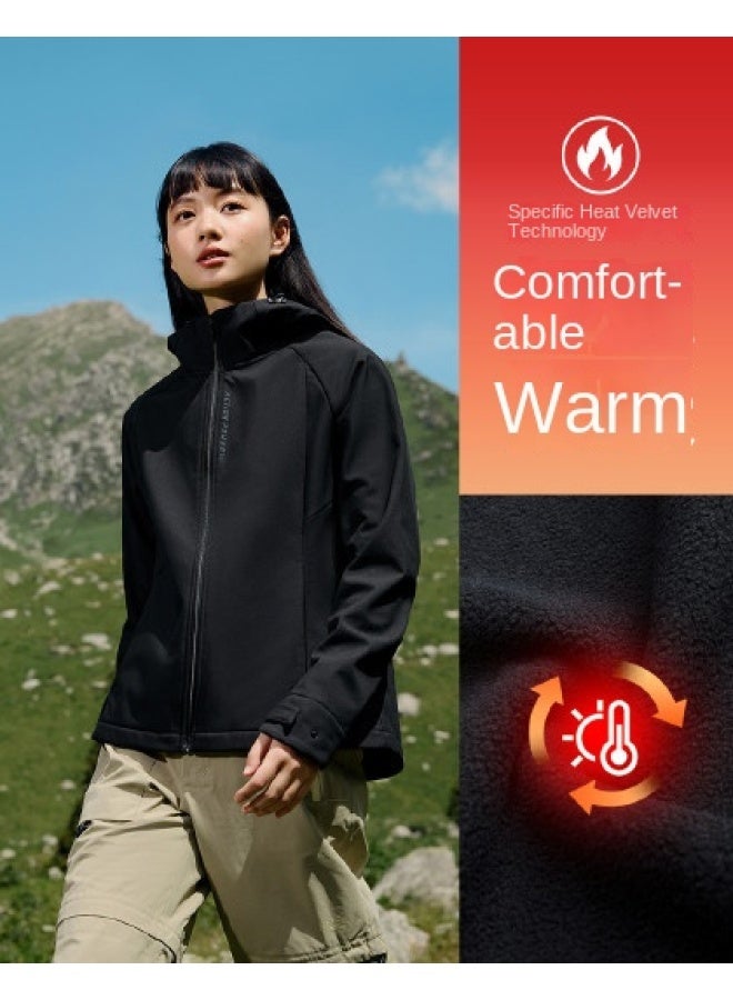 Rainscreen Technology】autumn/winter Water-repellent Fleece-lined Warm Outdoor Women's Woven Fleece Jacket Women's Top - Image 1