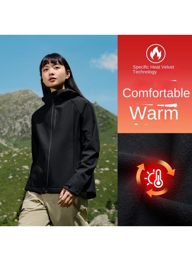 Rainscreen Technology】autumn/winter Water-repellent Fleece-lined Warm Outdoor Women's Woven Fleece Jacket Women's Top - Image 2