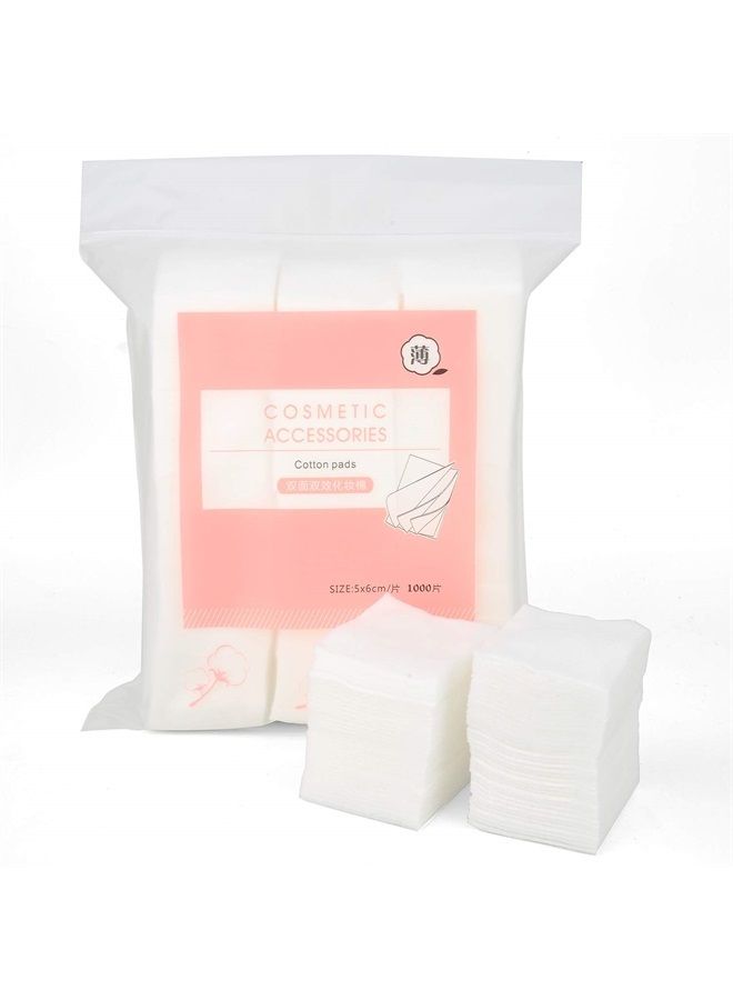 TinLeJa 1000PCS Ultra Thin Makeup Remover Cotton Pads Perfect for Face Lips Eyes Nails Polish Makeup Remover Cleansing & Daily Skin Care, Square, Lint-Free - Image 1