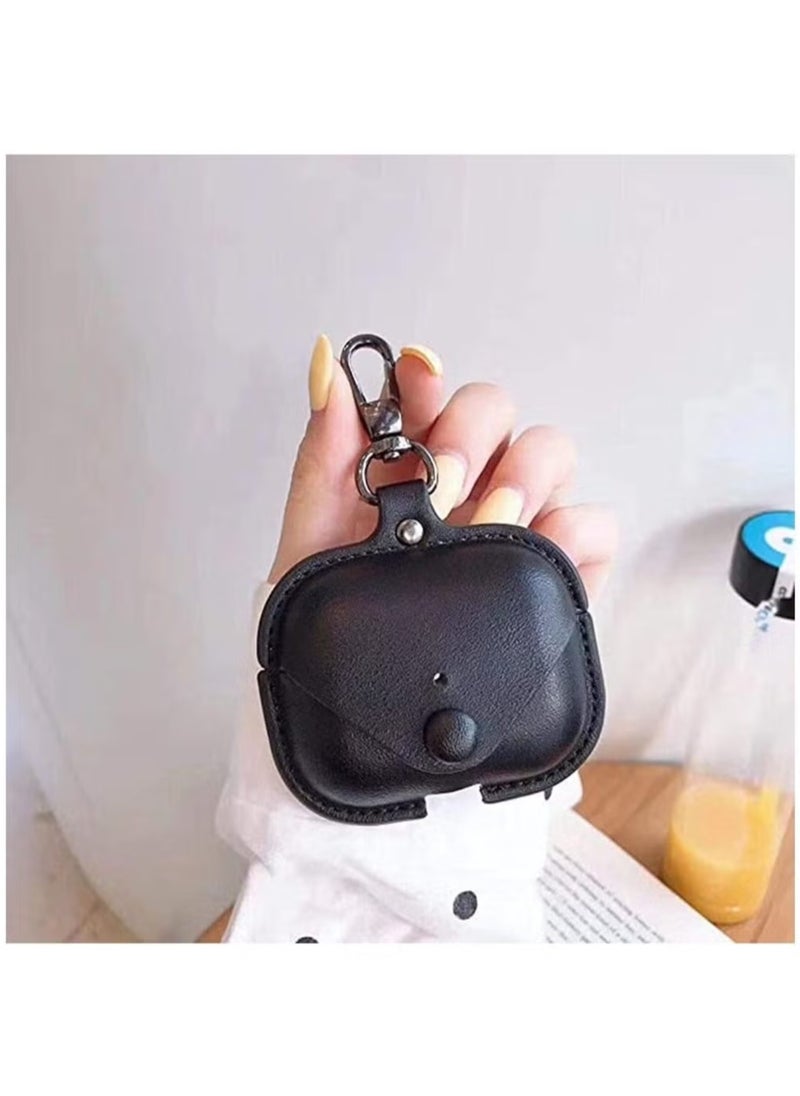 LIXES - Leather Case Compatible with AirPods Pro Case, Protective Cover for Apple AirPods pro Case Headphones EarPods, Soft Leather Cover with Keychain Hook - Image 1