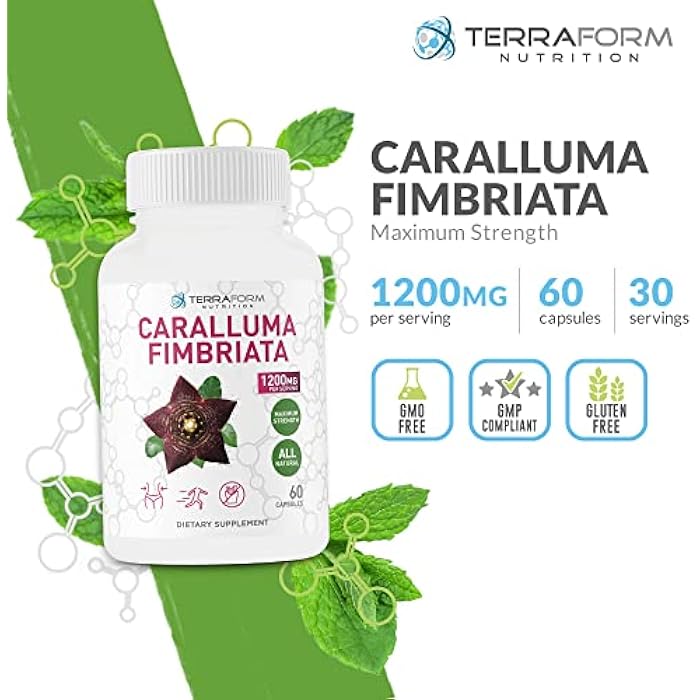 TerraForm Nutrition Caralluma Fimbriata - 100% Pure - Max Strength Weight Loss Supplement - 1200mg - Natural Appetite Suppressant for Women & Men - Metabolism Booster - Made in USA - 1 Month - Image 2