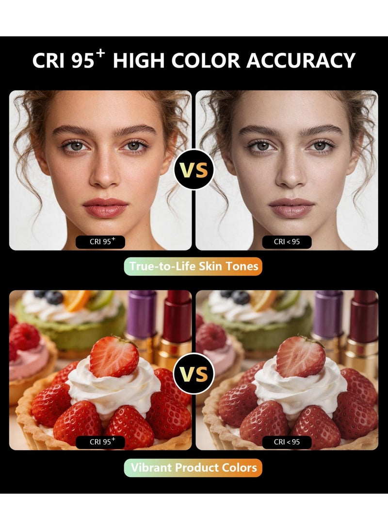 XICEN Magnetic Selfie Light with Makeup Mirror, Rechargeable & Foldable Selfie Light for iPhone & Android, Include Magnetic Ring, Led Phone Light Adjustable Brightness, Color Temperature, Angle, Ideal for TikTok, Vlogging, Makeup, Photography, Video Calls - Image 3