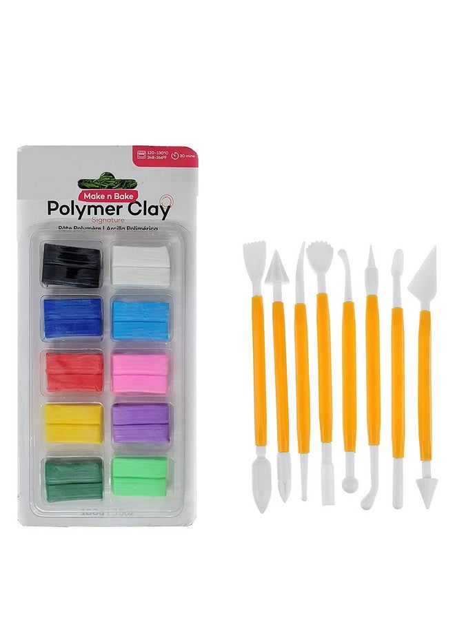 Craftacious Art Polymer Dough Clay for Mini Clay Artifacts Jewellry Making Non-Air Dry Clay Baking Clay (Note-This Clay is Baked in Oven) (100 Gram Clay) (Multi Color Clay with Tools) - Image 1