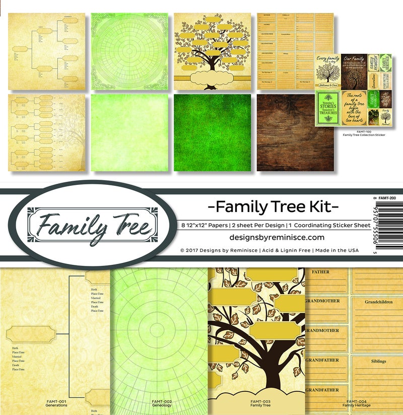 Reminisce FAMT200 Family Tree Scrapbook Collection Kit 12x12Inch