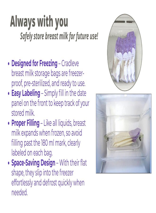 CRADLEVE Baby Breast Milk Storage Bags (Pack of 25), 100% BPA-free, Food Grade material, Disposable Milk Freezer Bags for Breast Feeding mothers, Tripple layered- Durable and Leak Proof - Image 5