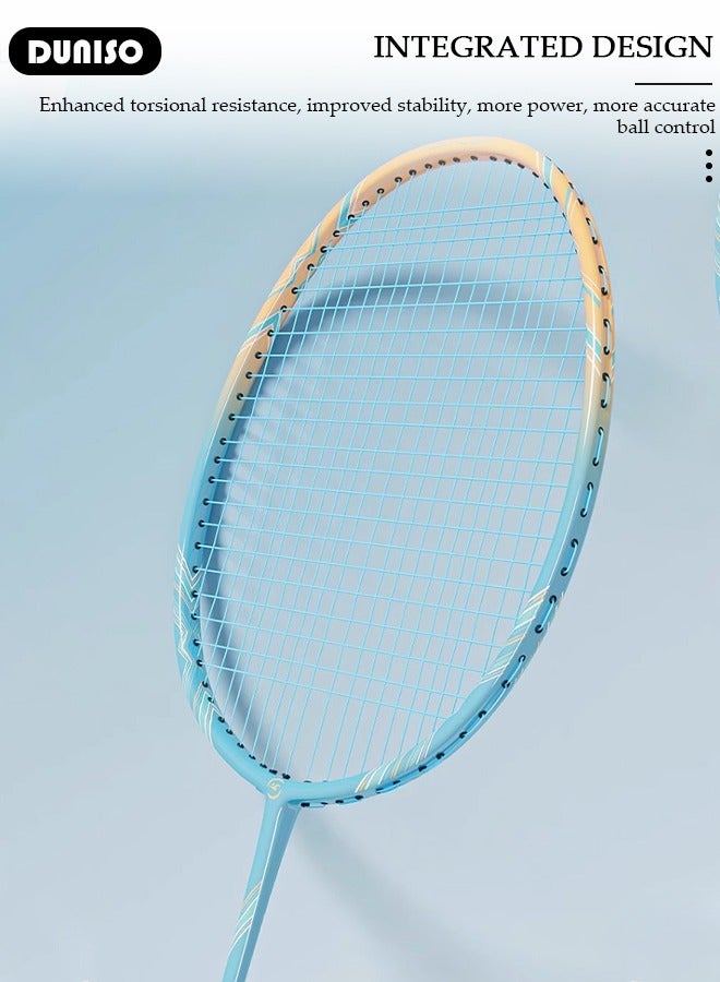 DUNISO Badminton Rackets Set of 2, Ferroalloy Badminton Rackets Set Including Badminton Bag, 3 Badminton Shuttlecock, 2 Racquet Grip for Beginners Outdoor Backyard Games, Daily Play and Training - Image 4