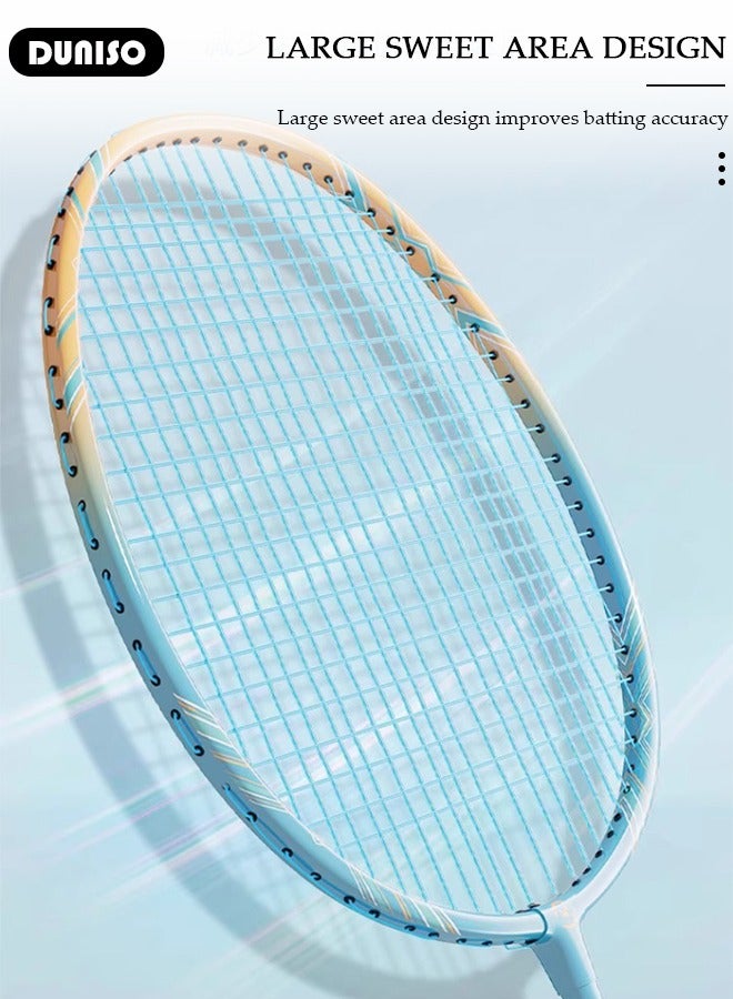 DUNISO Badminton Rackets Set of 2, Ferroalloy Badminton Rackets Set Including Badminton Bag, 3 Badminton Shuttlecock, 2 Racquet Grip for Beginners Outdoor Backyard Games, Daily Play and Training - Image 3