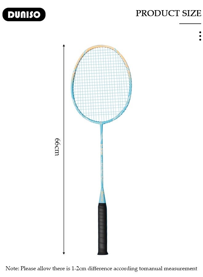 DUNISO Badminton Rackets Set of 2, Ferroalloy Badminton Rackets Set Including Badminton Bag, 3 Badminton Shuttlecock, 2 Racquet Grip for Beginners Outdoor Backyard Games, Daily Play and Training - Image 2
