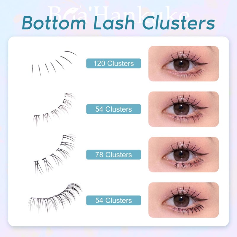 Boahankuke Bottom Lashes Natural 0.07mm Thickness Bottom Lash Clusters Wispy Bottom Eyelashes 306PCS 4 Styles Bottom Lash Extensions by Boahankuke, Black - Image 2