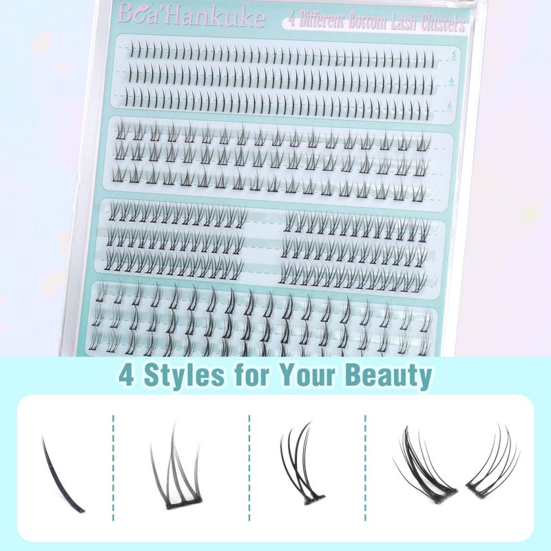 Boahankuke Bottom Lashes Natural 0.07mm Thickness Bottom Lash Clusters Wispy Bottom Eyelashes 306PCS 4 Styles Bottom Lash Extensions by Boahankuke, Black - Image 4