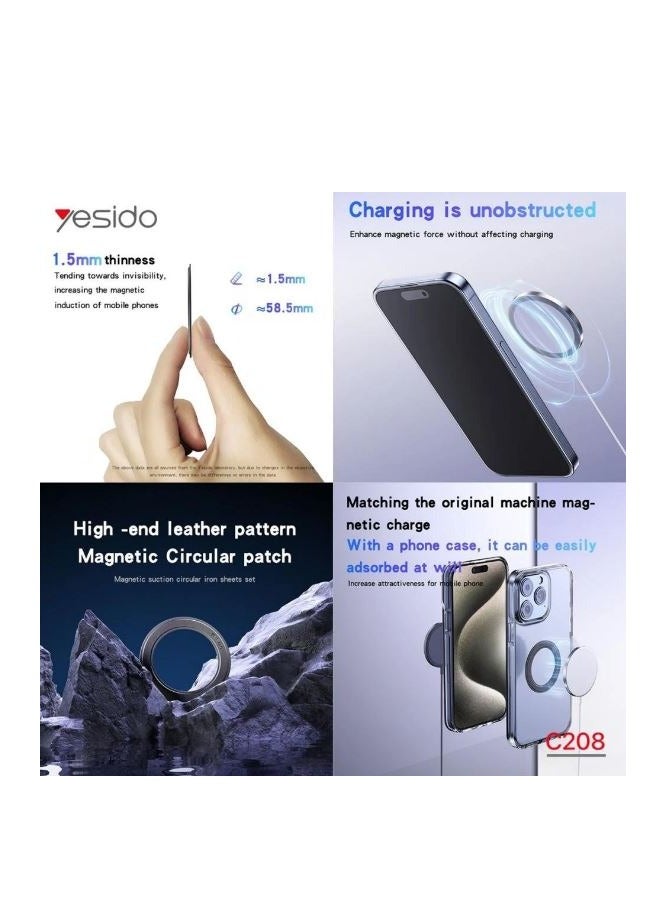 Yesido C208 Phone Back Circular Metal Plate Ring for Magnetic Wireless Charger - Image 3
