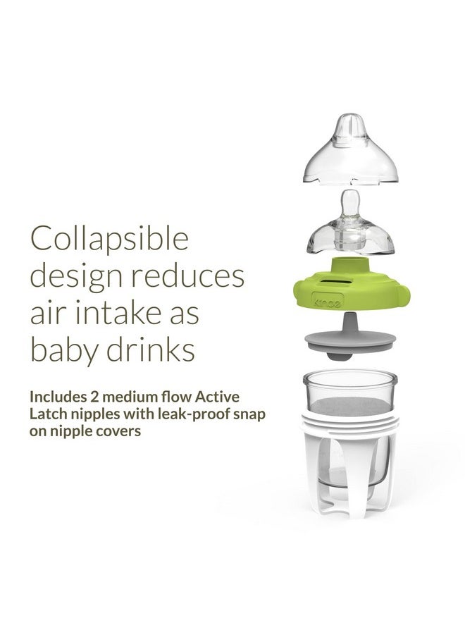 Kiinde - Active Latch Silicone Baby Bottle, Anti Colic, Leak Proof, Easy To Clean, Includes 2 Medium Flow Active Latch Nipples With Covers, 4 Ounce, 2 Count, Pink - Image 1
