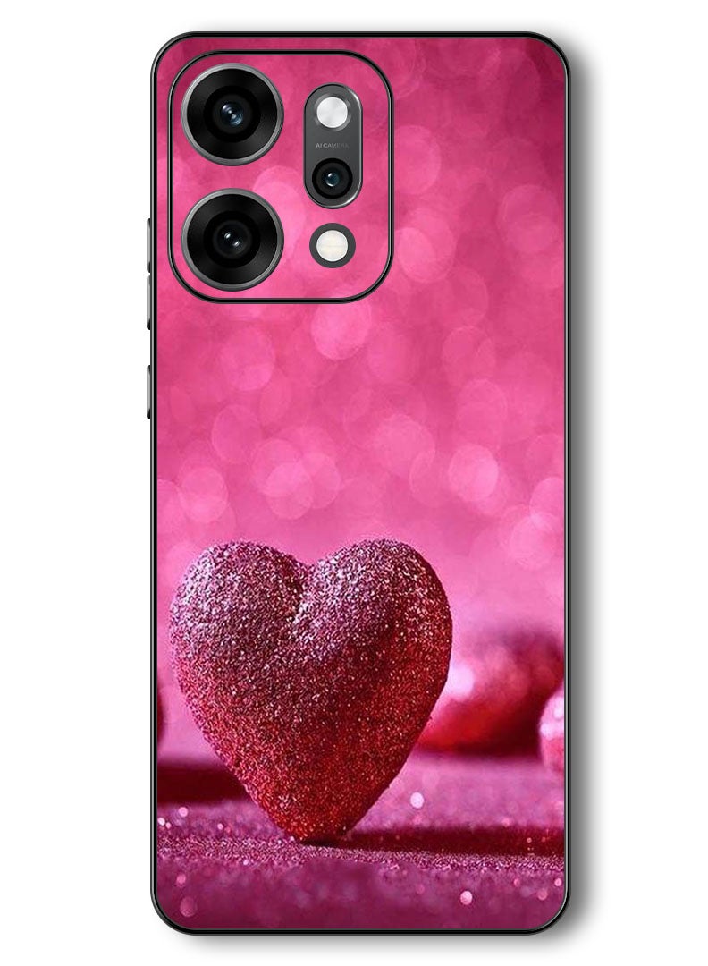Theodor Case Compatible with Oppo Reno 14 Pro 6.83 Inch Protection Shockproof Bumper Cover Dark Pink Gliter Heart - Image 1