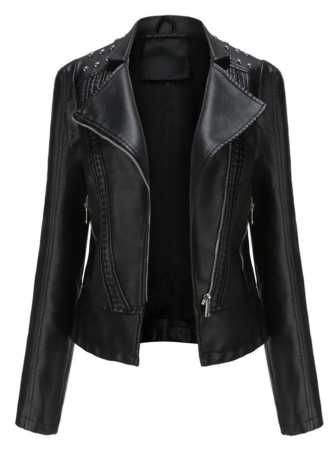 Joychic Women's Leather Long Sleeve Fashion Jacket Biker Wear  - Image 1