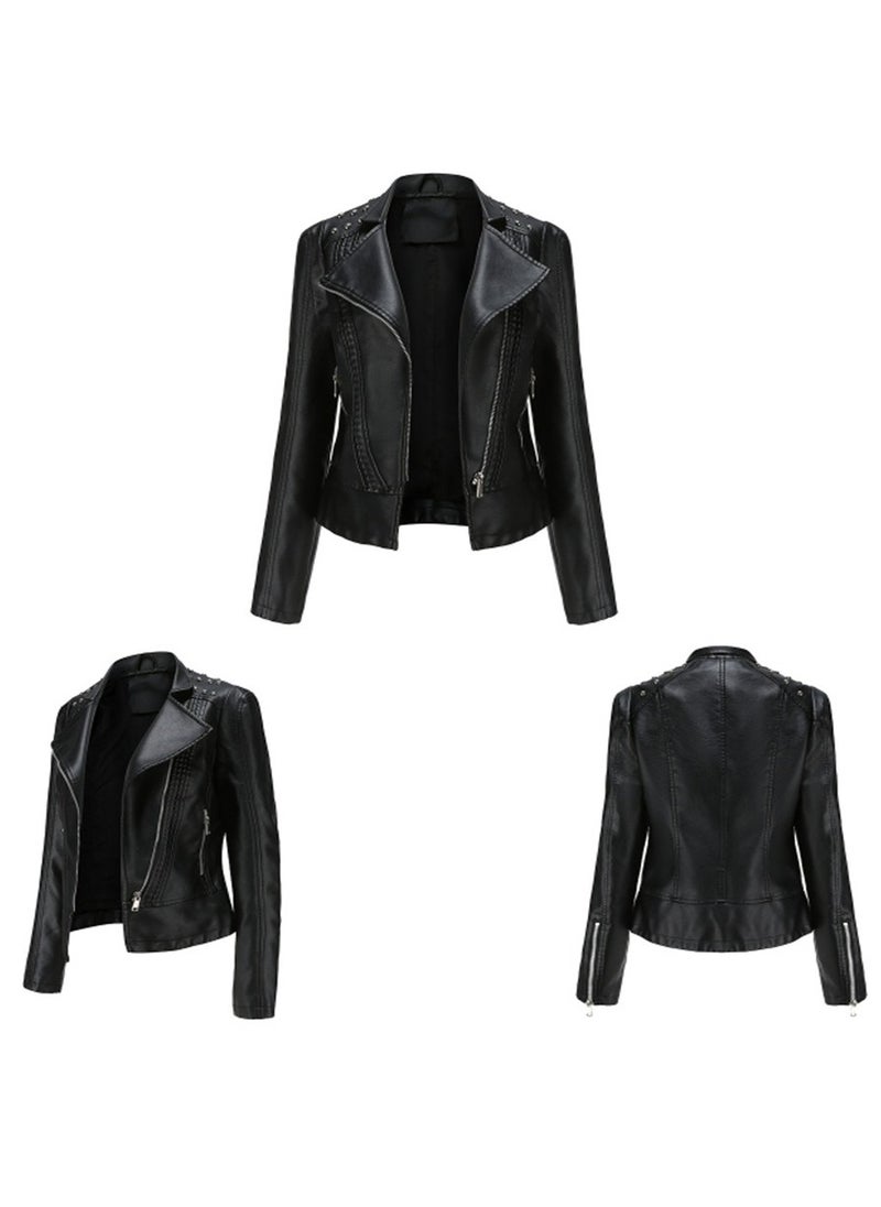Joychic Women's Leather Long Sleeve Fashion Jacket Biker Wear  - Image 2