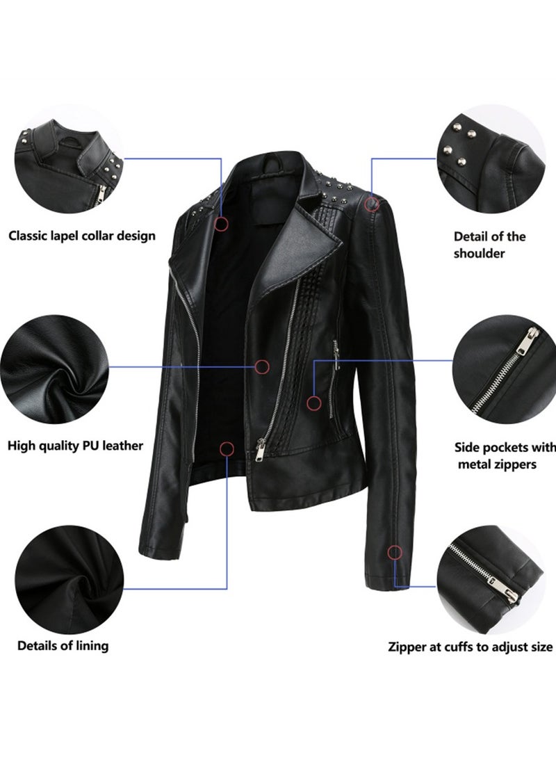 Joychic Women's Leather Long Sleeve Fashion Jacket Biker Wear  - Image 4