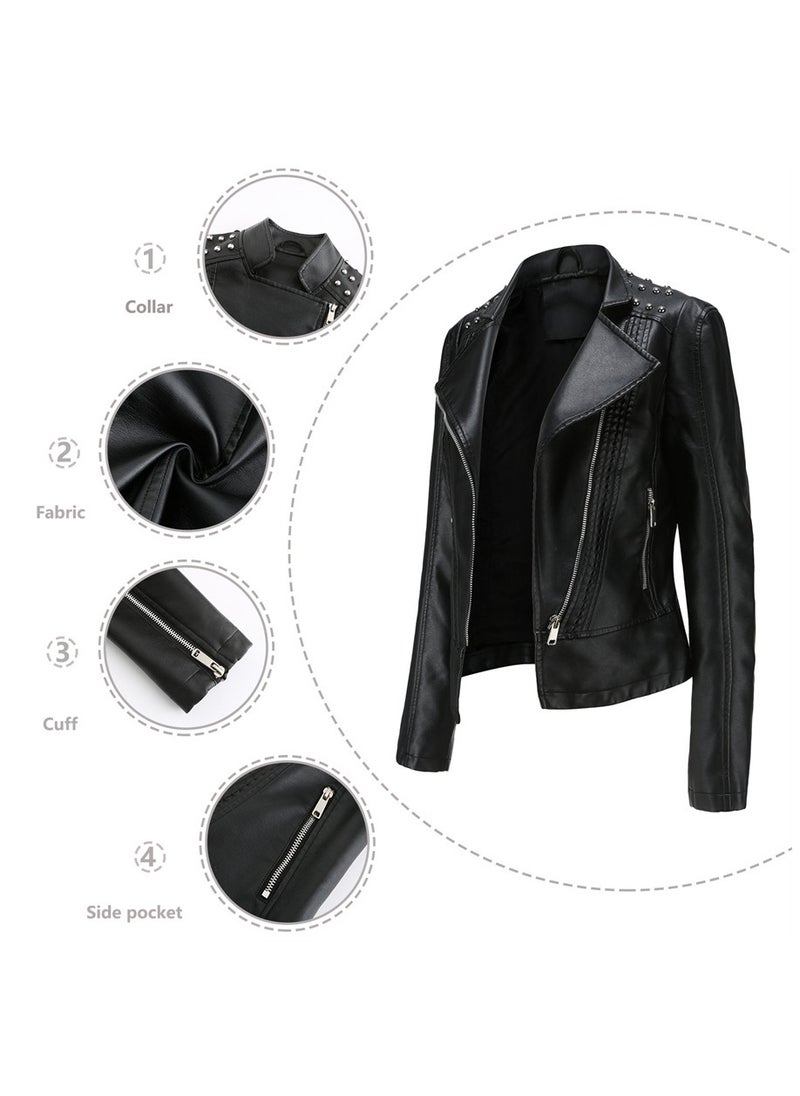 Joychic Women's Leather Long Sleeve Fashion Jacket Biker Wear  - Image 3