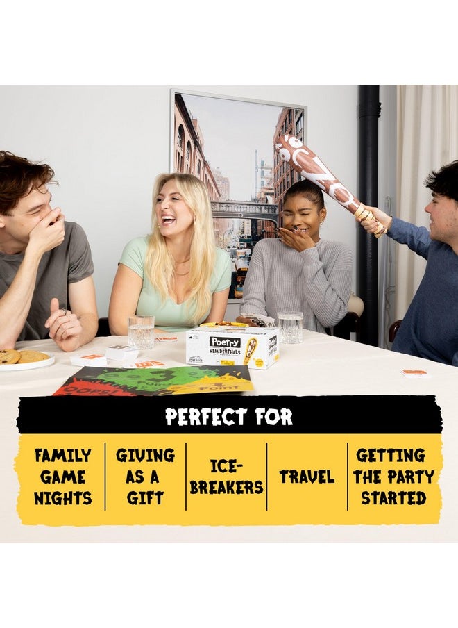 Exploding Kittens LLC Exploding Kittens Presents Poetry For Neanderthals - Family Card Game For Adults, Teens & Kids - Competitive Word Guessing Family Games, Ages 7 And Up - Includes 200 Cards And A 2-Foot Inflatable Club  - Image 5