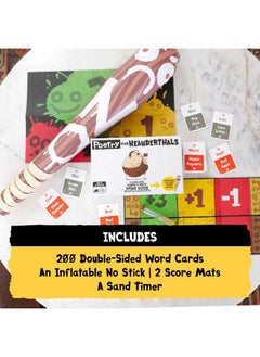 إكسبلودنج كيتنس أل أل سي تقدم Exploding Kittens قصائد لإنسان نياندرتال - لعبة بطاقات عائلية للكبار والمراهقين والأطفال - ألعاب تخمين الكلمات التنافسية للعائلة، للأعمار من 7 سنوات فما فوق - تتضمن 200 بطاقة ونادي قابل للنفخ بطول 2 قدم  - Image 2