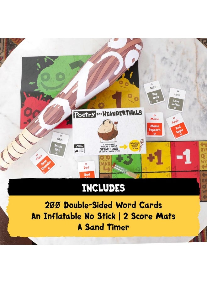 Exploding Kittens LLC Exploding Kittens Presents Poetry For Neanderthals - Family Card Game For Adults, Teens & Kids - Competitive Word Guessing Family Games, Ages 7 And Up - Includes 200 Cards And A 2-Foot Inflatable Club  - Image 2