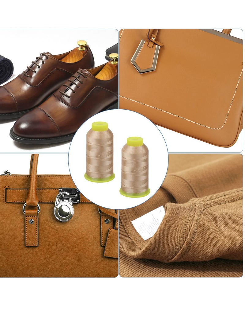 KASTWAVE خيط بوليستر 2 لفة، خيط ثقيل، 98 ياردة/بكرة 300D/3 خيط نايلون للخياطة، خيط الخياطة للتنجيد، السوق الخارجي، الستائر، الجلد، الخرز، الحرف (خاكي) - Image 5