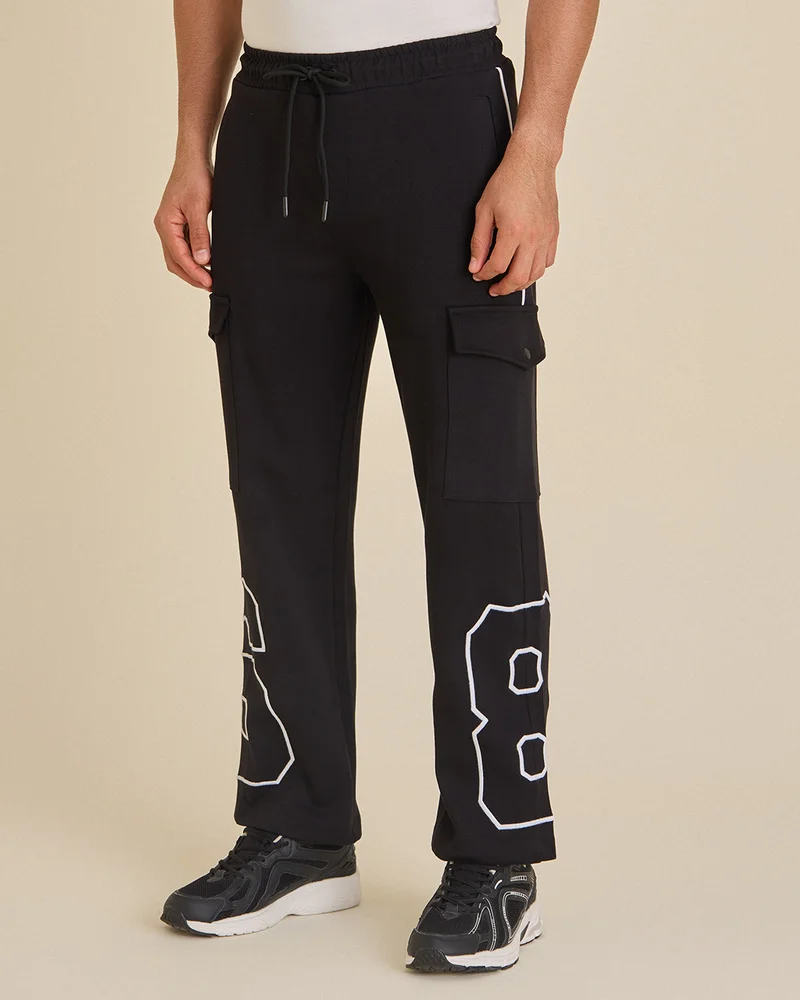 REDTAG Men Black Embellished Active Pants