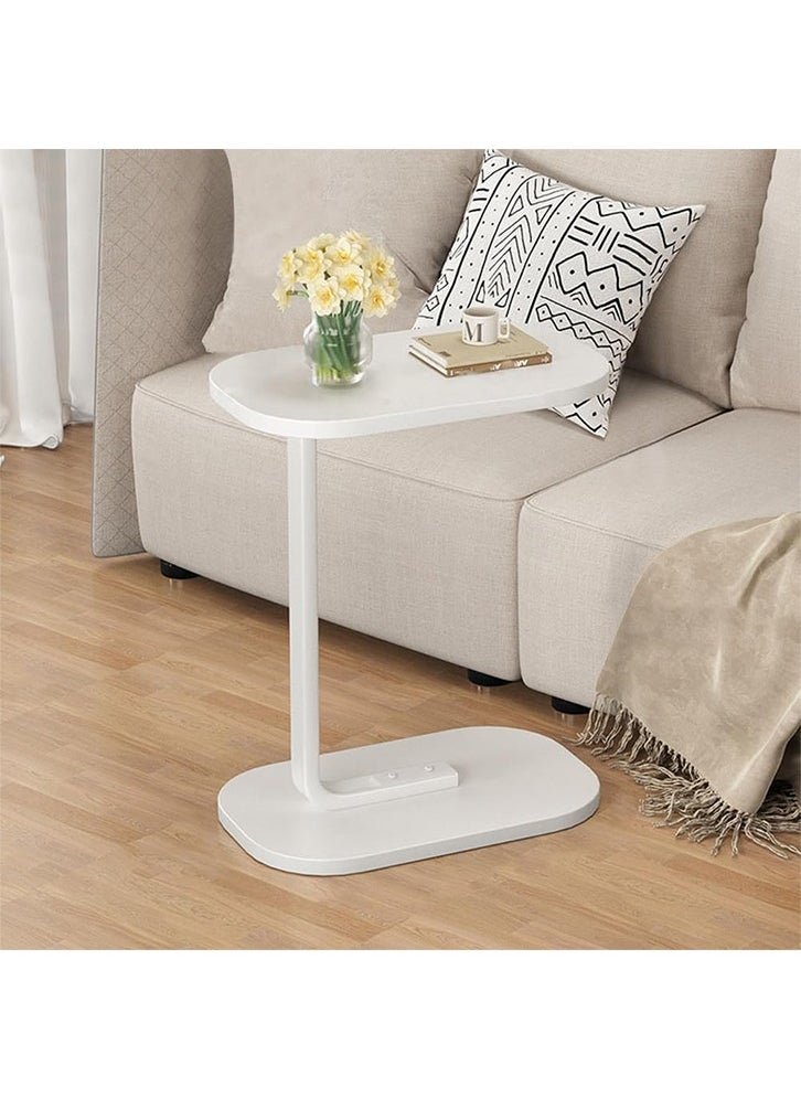 DAGGNOL C Shaped End Table Narrow Side Table, Small Modern Sofa Side Table, Slim Coffee Snack Couch Table Nightstand for Living Room, Bedroom, Office, Dorm (White)  - Image 1
