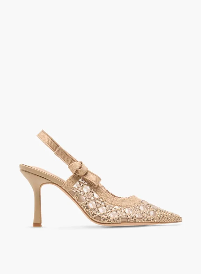 Flora Bella By Shoexpress Women's Embellished Slingback Shoes with Stiletto Heels