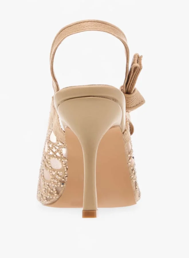 Flora Bella By Shoexpress Women's Embellished Slingback Shoes with Stiletto Heels