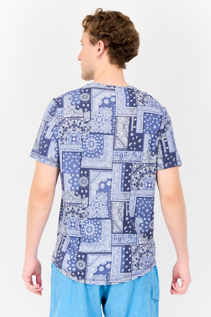 Sun Stone Men Paisley Pattern Short Sleeve Pajama Top, Multicolor - Image 4