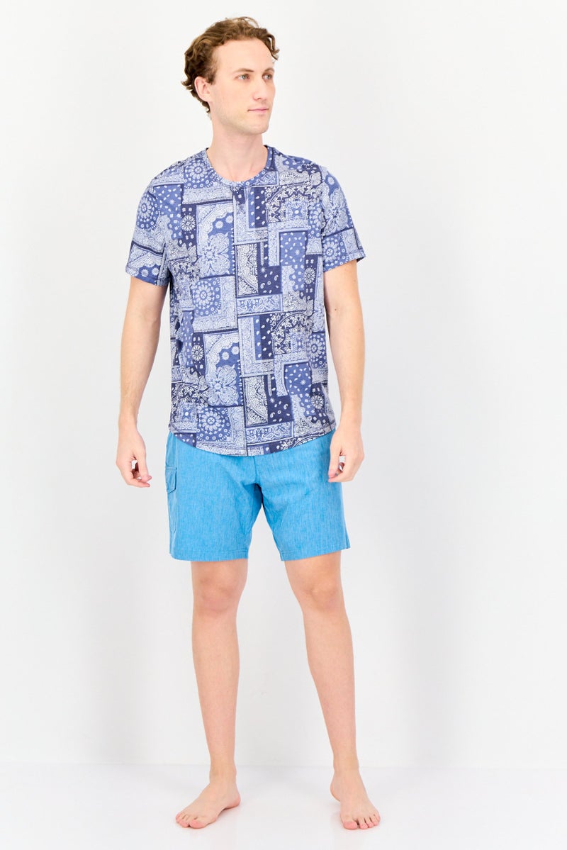 Sun Stone Men Paisley Pattern Short Sleeve Pajama Top, Multicolor - Image 2