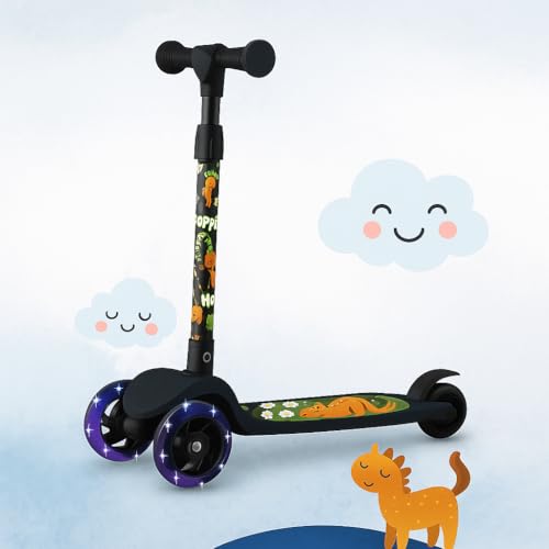 Hoppie Kids Scooter Age 3–6 Years | 3-Wheel Kick Scooter for Boys & Girls (Giraffe, Black) | Foldable | Adjustable Height | Anti-Slip Deck | Stable Lean-to-Steer Toddler Scooter - Image 1