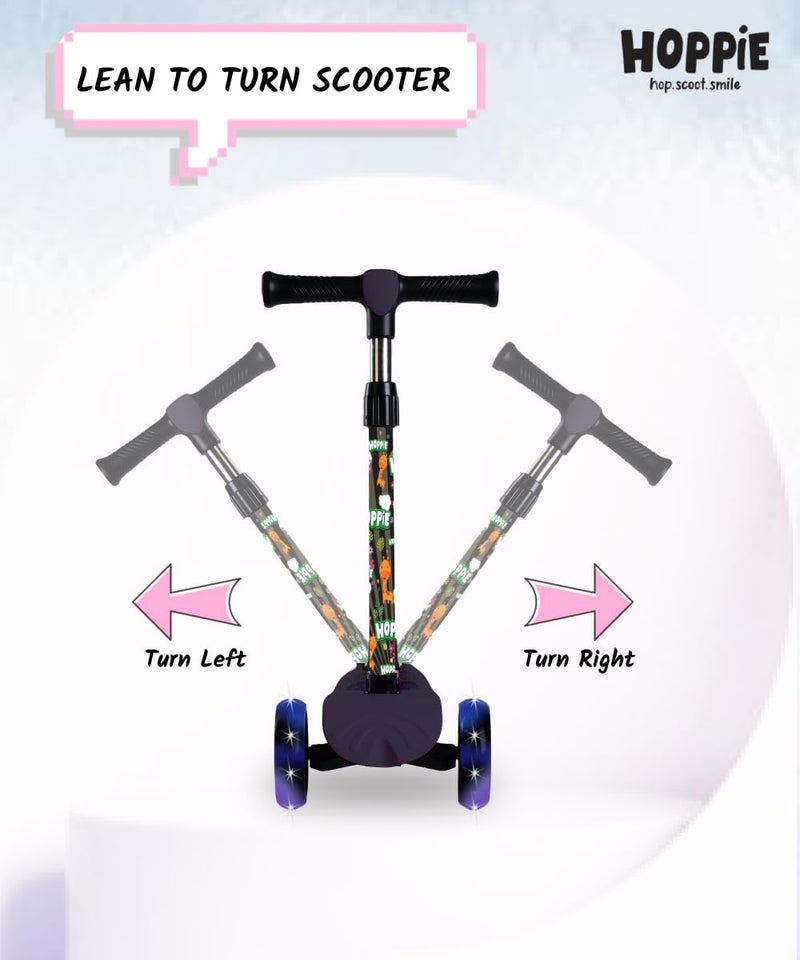 Hoppie Kids Scooter Age 3–6 Years | 3-Wheel Kick Scooter for Boys & Girls (Giraffe, Black) | Foldable | Adjustable Height | Anti-Slip Deck | Stable Lean-to-Steer Toddler Scooter - Image 4