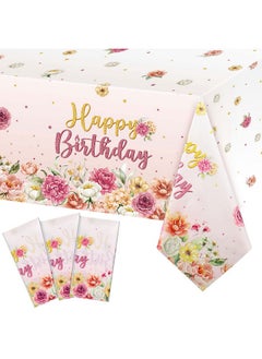 3 Pieces Flower Birthday Party Table Cloth Plastic Pink Floral Birthday Tablecloth Disposable Rectangular Pink Happy Birthday Table Cover For Baby Girls Women Birthday Party Decor, 54 X 108 Inch - pzsku/ZBC94C7EFCE410BB12B61Z/45/_/1732777762/62d0f919-f848-422f-9c1d-28ae1e145dda