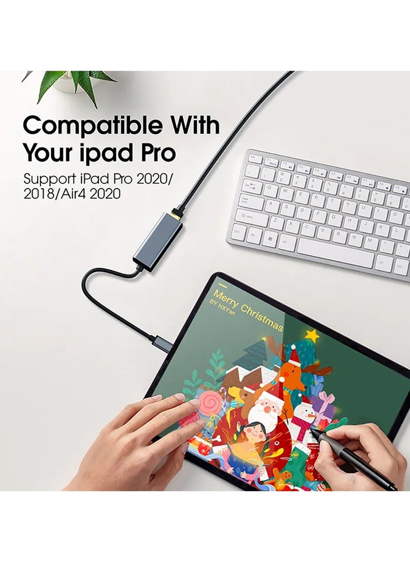 USB C to Ethernet Adapter, Gigabit Type C to Rj45 Wired Network, Supports 10/100/1000Mbps, Thunderbolt 3 to LAN Network Adapter, Compatible with ThinkPad, Surface Pro, iPad-Pro, MacBook Pro, Galaxy