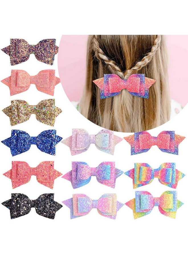 choicbaby 12Pcs Glitter Hair Bows Alligator Clips Sequins Hair Clips Hair Barrettes Hair Accessories For Kids Girls Teens Toddlers  - Image 3