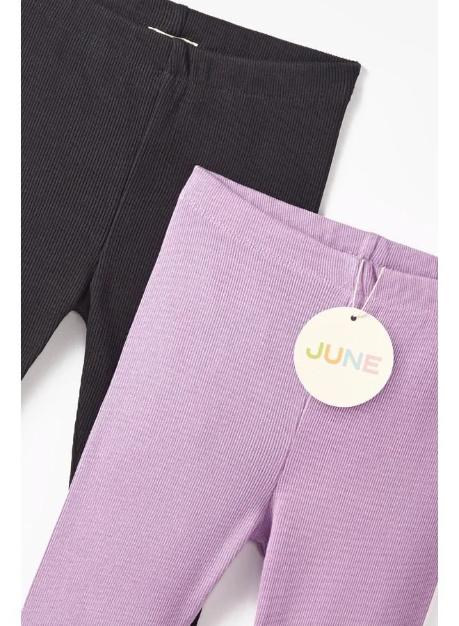 JUNE June Girl's 2-Pack Ribbed Leggings